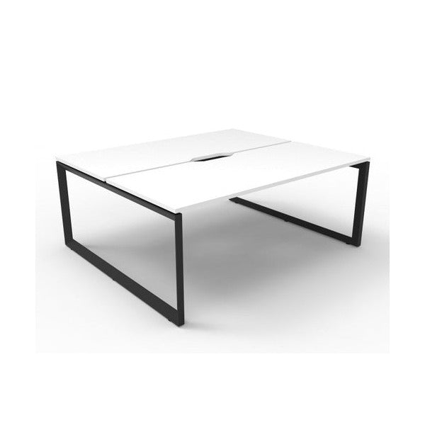 Rapidline Deluxe Infinity Back to Back 2 Person Workstation Loop Leg 1800 x 750mm Natural White / Black Satin