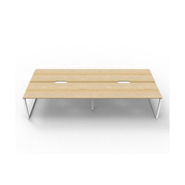 Rapidline Deluxe Infinity Back to Back 4 Person Workstation Loop Leg 1200 x 750mm Natural Oak / White Satin