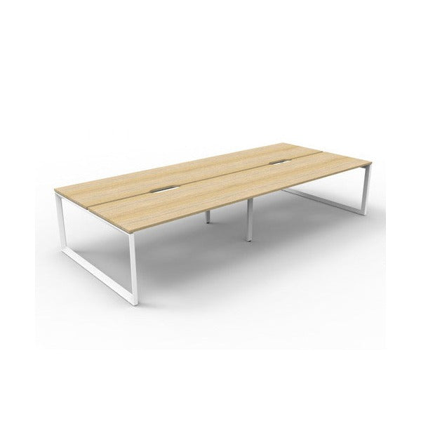 Rapidline Deluxe Infinity Back to Back 4 Person Workstation Loop Leg 1500 x 750mm Natural Oak / White Satin