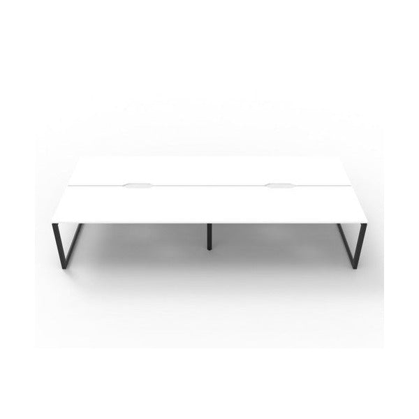 Rapidline Deluxe Infinity Back to Back 4 Person Workstation Loop Leg 1800 x 750mm Natural White / Black Satin