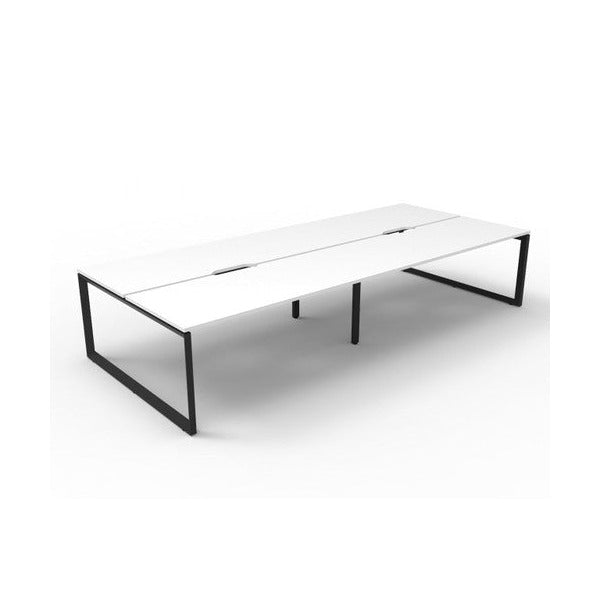 Rapidline Deluxe Infinity Back to Back 4 Person Workstation Loop Leg 1800 x 750mm Natural White / Black Satin