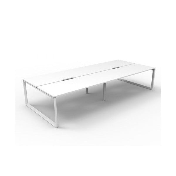 Rapidline Deluxe Infinity Back to Back 4 Person Workstation Loop Leg 1800 x 750mm Natural White / White Satin