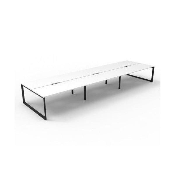 Rapidline Deluxe Infinity Back to Back 6 Person Workstation Loop Leg 1500 x 750mm Natural White / Black Satin