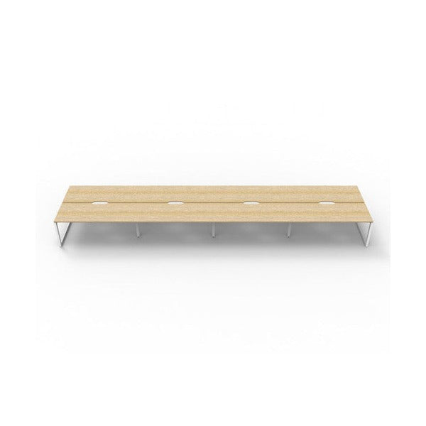 Rapidline Deluxe Infinity Back to Back 8 Person Workstation Loop Leg 1200 x 750mm Natural Oak / White Satin