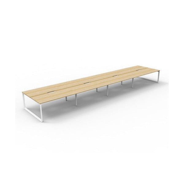 Rapidline Deluxe Infinity Back to Back 8 Person Workstation Loop Leg 1200 x 750mm Natural Oak / White Satin