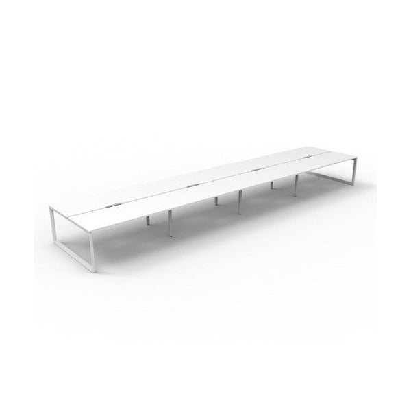 Rapidline Deluxe Infinity Back to Back 8 Person Workstation Loop Leg 1500 x 750mm Natural White / White Satin