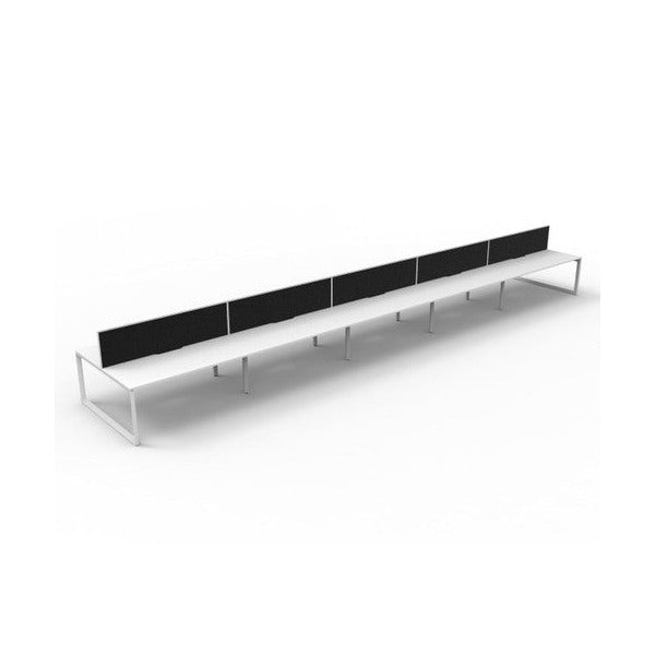 Rapidline Deluxe Infinity Back to Back 10 Person Workstation Loop Leg 1800 x 750mm with Screen Natural White / White Satin