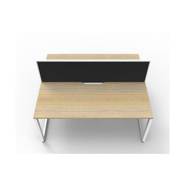 Rapidline Deluxe Infinity Back to Back 2 Person Workstation Loop Leg 1500 x 750mm with Screen Natural Oak / White Satin