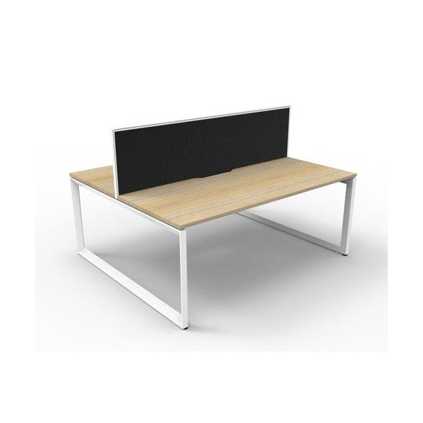 Rapidline Deluxe Infinity Back to Back 2 Person Workstation Loop Leg 1500 x 750mm with Screen Natural Oak / White Satin
