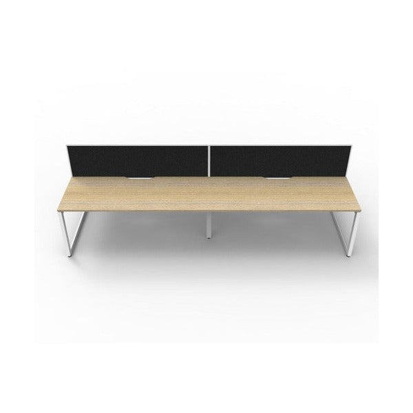 Rapidline Deluxe Infinity Back to Back 4 Person Workstation Loop Leg 1500 x 750mm with Screen Natural Oak / White Satin
