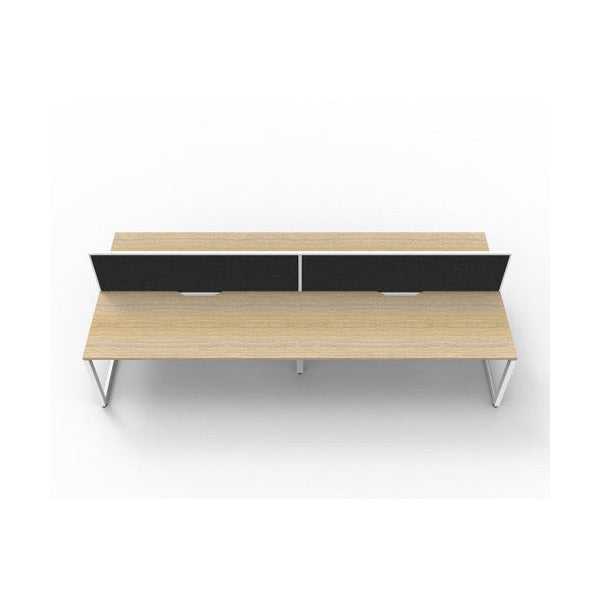 Rapidline Deluxe Infinity Back to Back 4 Person Workstation Loop Leg 1500 x 750mm with Screen Natural Oak / White Satin