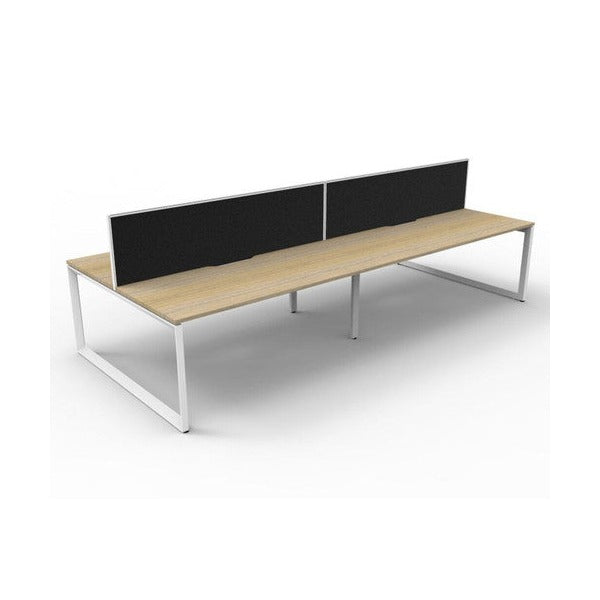 Rapidline Deluxe Infinity Back to Back 4 Person Workstation Loop Leg 1500 x 750mm with Screen Natural Oak / White Satin