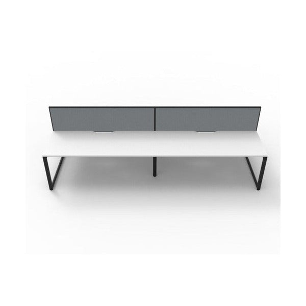 Rapidline Deluxe Infinity Back to Back 4 Person Workstation Loop Leg 1800 x 750mm with Screen Natural White / Black Satin