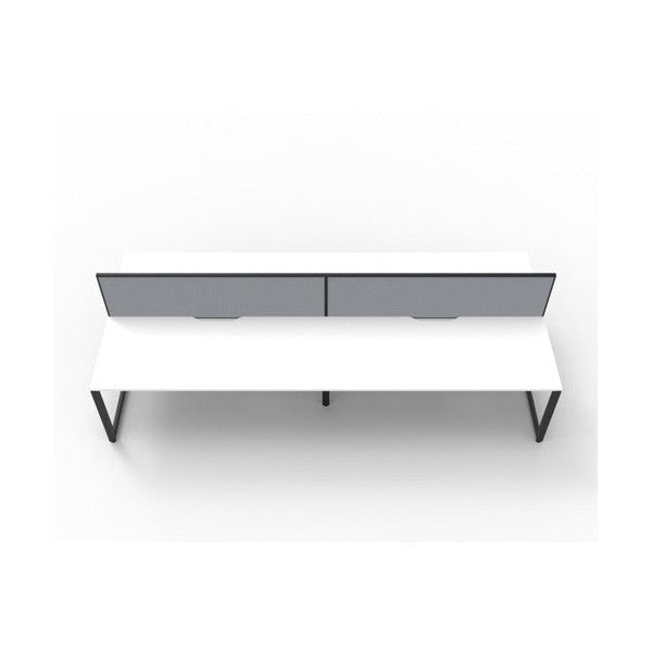 Rapidline Deluxe Infinity Back to Back 4 Person Workstation Loop Leg 1800 x 750mm with Screen Natural White / Black Satin