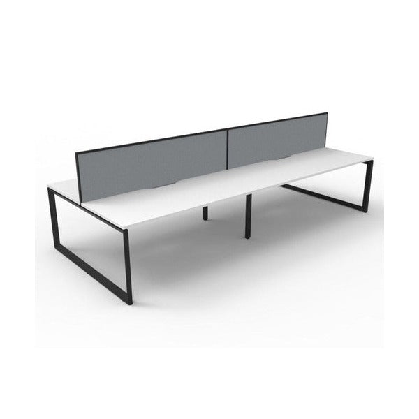 Rapidline Deluxe Infinity Back to Back 4 Person Workstation Loop Leg 1800 x 750mm with Screen Natural White / Black Satin