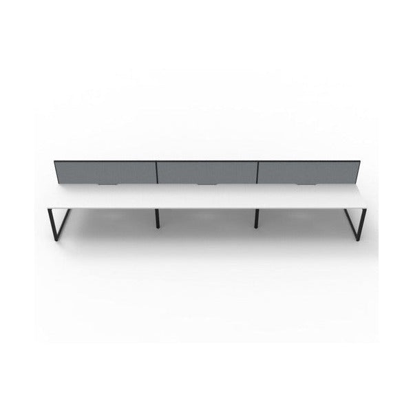 Rapidline Deluxe Infinity Back to Back 6 Person Workstation Loop Leg 1200 x 750mm with Screen Natural White / Black Satin