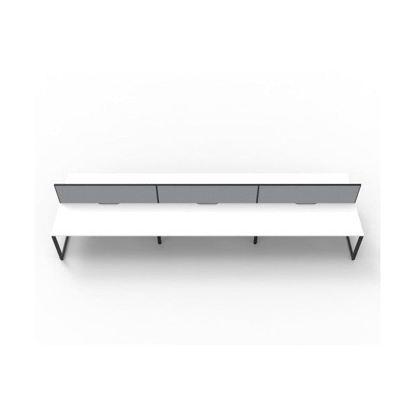 Rapidline Deluxe Infinity Back to Back 6 Person Workstation Loop Leg 1200 x 750mm with Screen Natural White / Black Satin