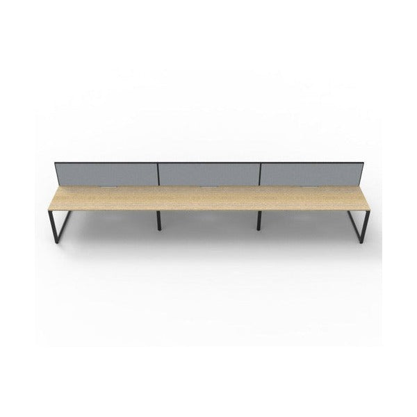 Rapidline Deluxe Infinity Back to Back 6 Person Workstation Loop Leg 1500 x 750mm with Screen Natural Oak / Black Satin