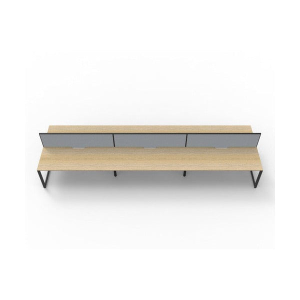 Rapidline Deluxe Infinity Back to Back 6 Person Workstation Loop Leg 1500 x 750mm with Screen Natural Oak / Black Satin