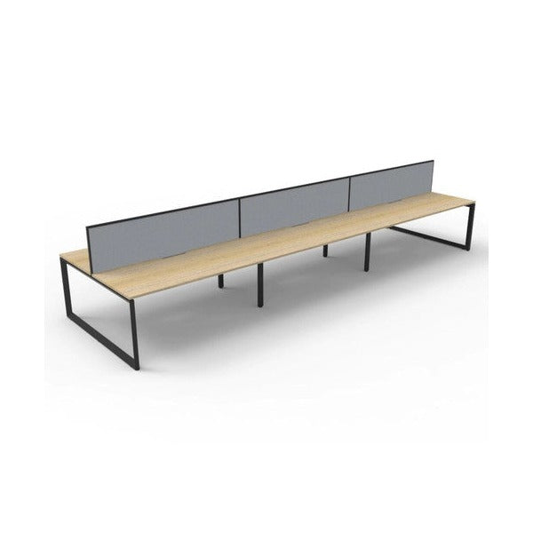 Rapidline Deluxe Infinity Back to Back 6 Person Workstation Loop Leg 1500 x 750mm with Screen Natural Oak / Black Satin