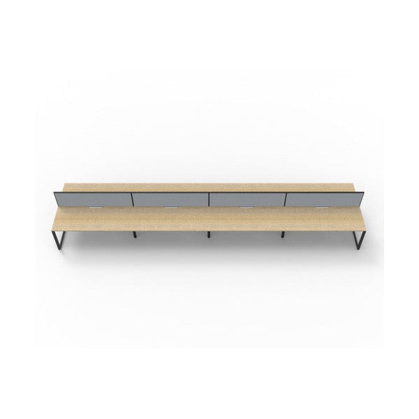 Rapidline Deluxe Infinity Back to Back 8 Person Workstation Loop Leg 1200 x 750mm with Screen Natural Oak / Black Satin
