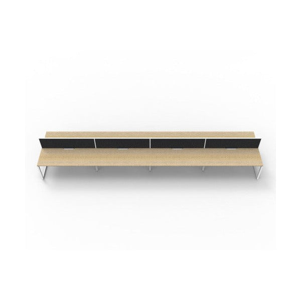 Rapidline Deluxe Infinity Back to Back 8 Person Workstation Loop Leg 1200 x 750mm with Screen Natural Oak / White Satin