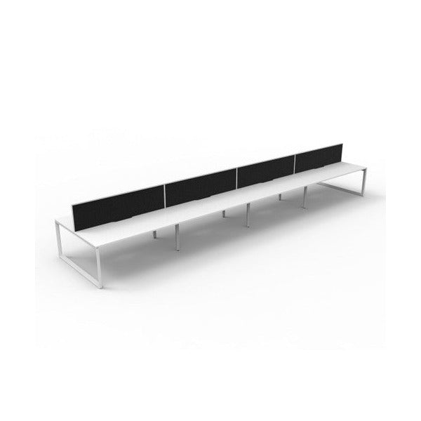 Rapidline Deluxe Infinity Back to Back 8 Person Workstation Loop Leg 1200 x 750mm with Screen Natural White / White Satin