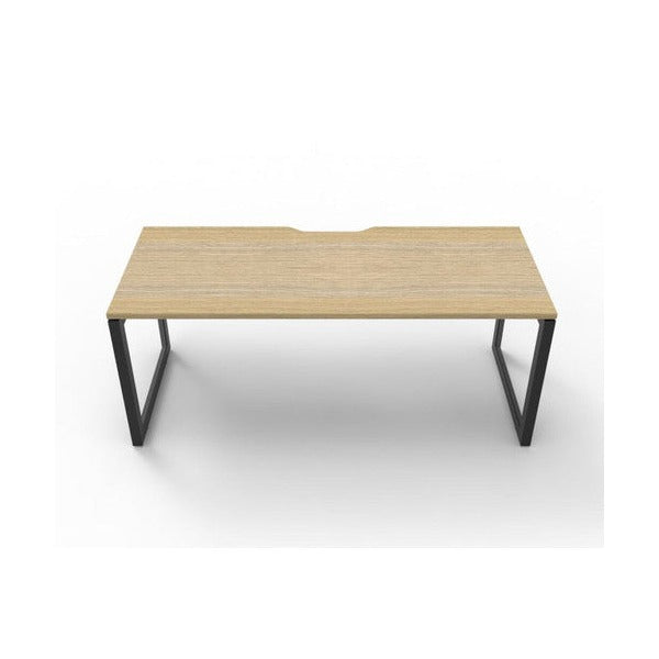 Rapidline Deluxe Infinity Single Sided Workstation Loop Leg 1200 x 750mm Natural Oak / Black Satin