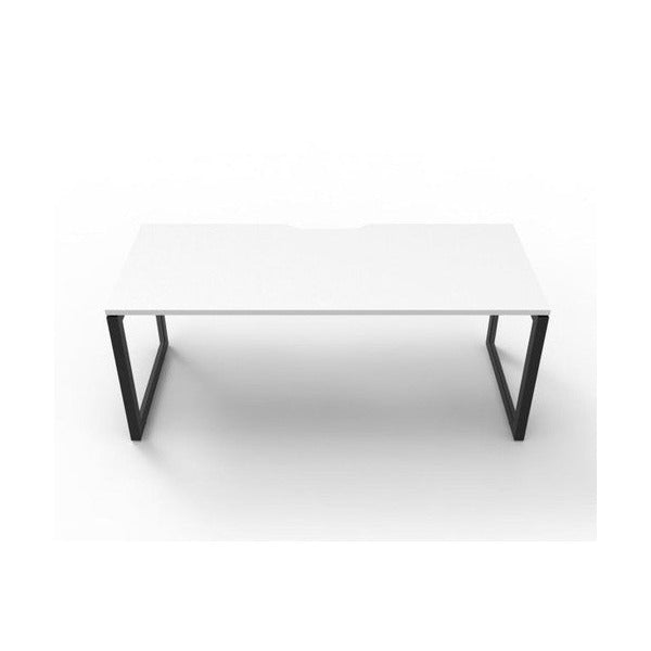 Rapidline Deluxe Infinity Single Sided Workstation Loop Leg 1200 x 750mm Natural White / Black Satin