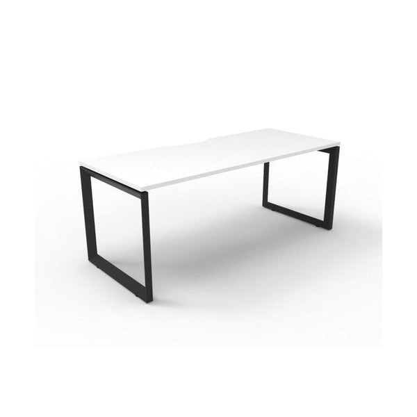 Rapidline Deluxe Infinity Single Sided Workstation Loop Leg 1800 x 750mm Natural White / Black Satin