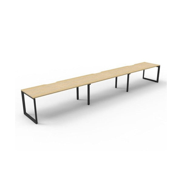 Rapidline Deluxe Infinity Single Sided 3 Person Workstation Loop Leg 1200 x 750mm Natural Oak / Black Satin