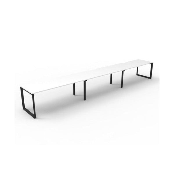 Rapidline Deluxe Infinity Single Sided 3 Person Workstation Loop Leg 1500 x 750mm Natural White / Black Satin