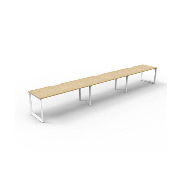 Rapidline Deluxe Infinity Single Sided 3 Person Workstation Loop Leg 1800 x 750mm Natural Oak / White Satin