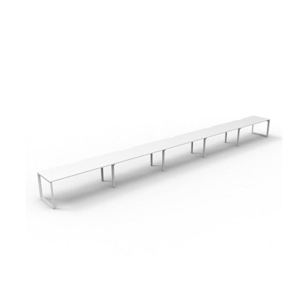 Rapidline Deluxe Infinity Single Sided 5 Person Workstation Loop Leg 1500 x 750mm Natural White / White Satin