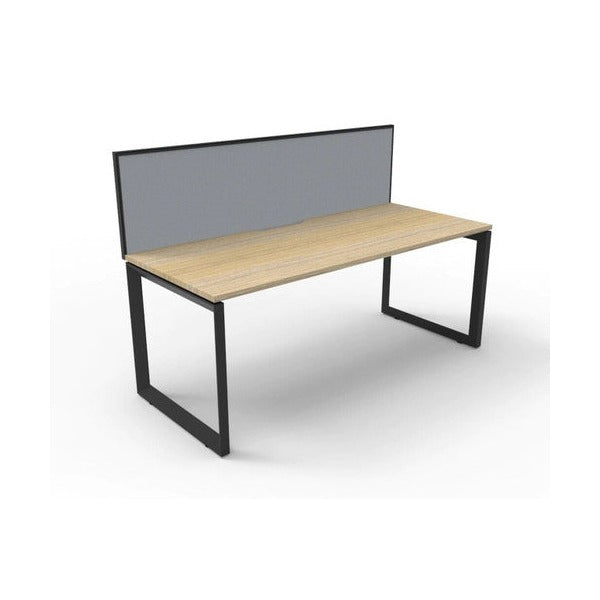 Rapidline Deluxe Infinity Single Sided Workstation Loop Leg 1500 x 750mm with Screen Natural Oak / Black Satin