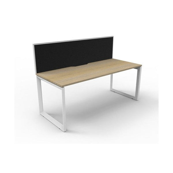 Rapidline Deluxe Infinity Single Sided Workstation Loop Leg 1800 x 750mm with Screen Natural Oak / White Satin
