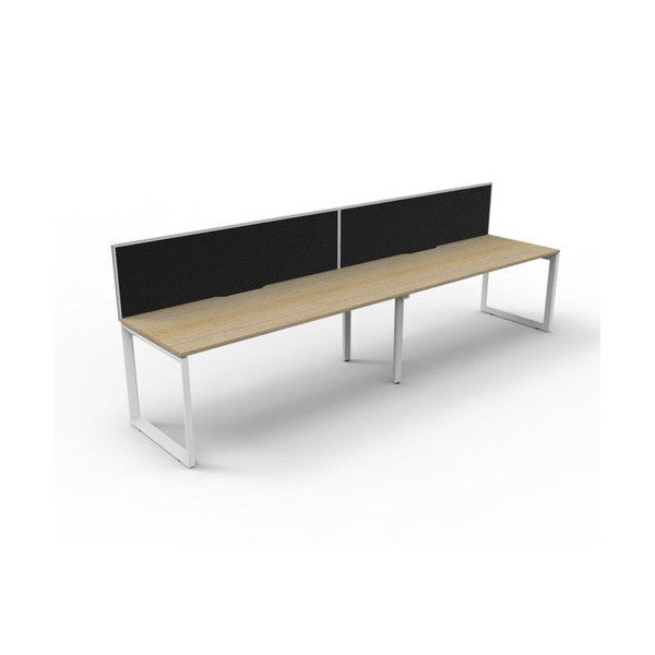 Rapidline Deluxe Infinity Single Sided 2 Person Workstation Loop Leg 1200 x 750mm with Screen Natural Oak / White Satin