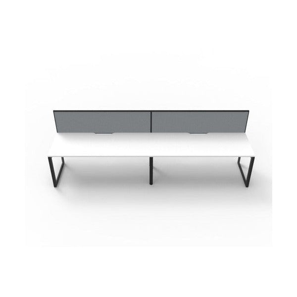 Rapidline Deluxe Infinity Single Sided 2 Person Workstation Loop Leg 1500 x 750mm with Screen Natural White / Black Satin
