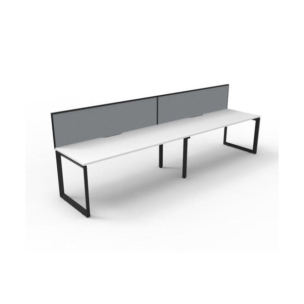 Rapidline Deluxe Infinity Single Sided 2 Person Workstation Loop Leg 1500 x 750mm with Screen Natural White / Black Satin