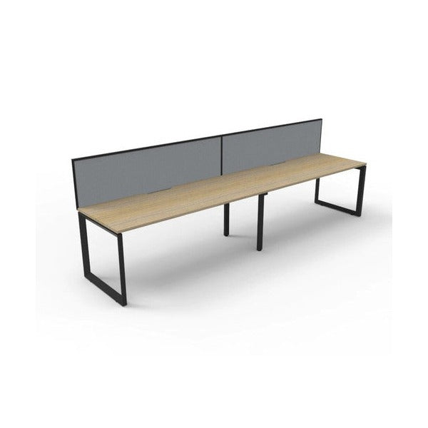 Rapidline Deluxe Infinity Single Sided 2 Person Workstation Loop Leg 1800 x 750mm with Screen Natural Oak / Black Satin
