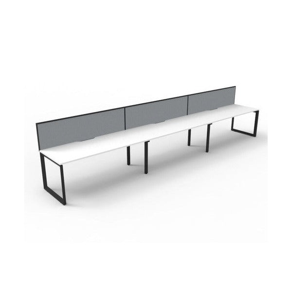 Rapidline Deluxe Infinity Single Sided 3 Person Workstation Loop Leg 1200 x 750mm with Screen Natural White / Black Satin
