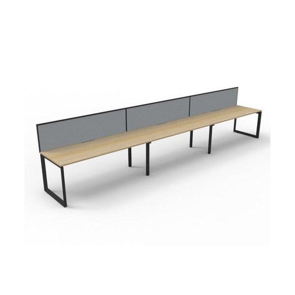 Rapidline Deluxe Infinity Single Sided 3 Person Workstation Loop Leg 1800 x 750mm with Screen Natural Oak / Black Satin