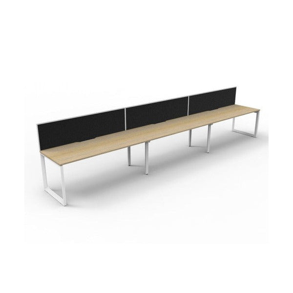 Rapidline Deluxe Infinity Single Sided 3 Person Workstation Loop Leg 1800 x 750mm with Screen Natural Oak / White Satin