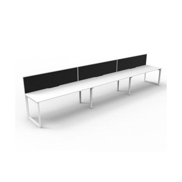 Rapidline Deluxe Infinity Single Sided 3 Person Workstation Loop Leg 1800 x 750mm with Screen Natural White / White Satin
