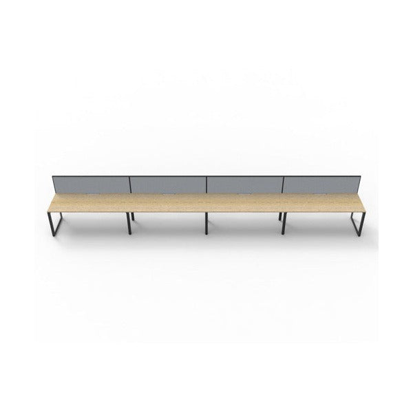 Rapidline Deluxe Infinity Single Sided 4 Person Workstation Loop Leg 1200 x 750mm with Screen Natural Oak / Black Satin