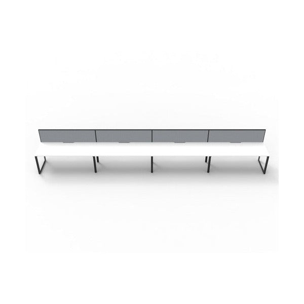 Rapidline Deluxe Infinity Single Sided 4 Person Workstation Loop Leg 1800 x 750mm with Screen Natural White / Black Satin