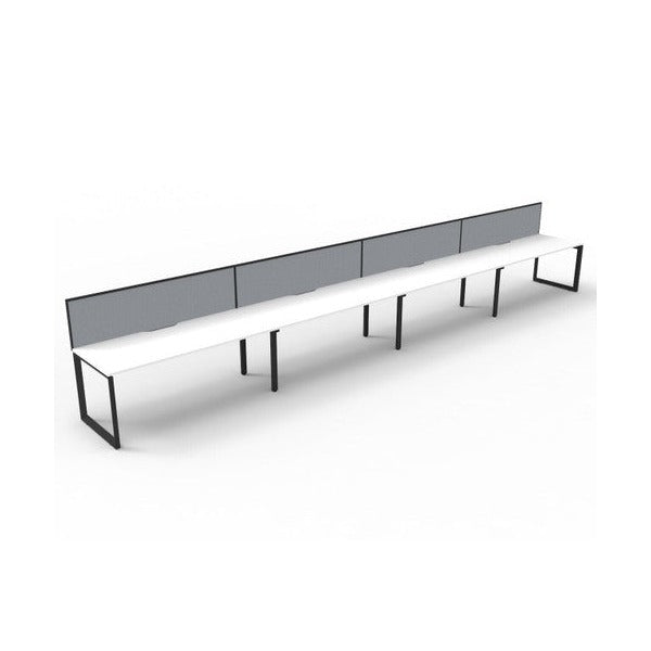 Rapidline Deluxe Infinity Single Sided 4 Person Workstation Loop Leg 1800 x 750mm with Screen Natural White / Black Satin