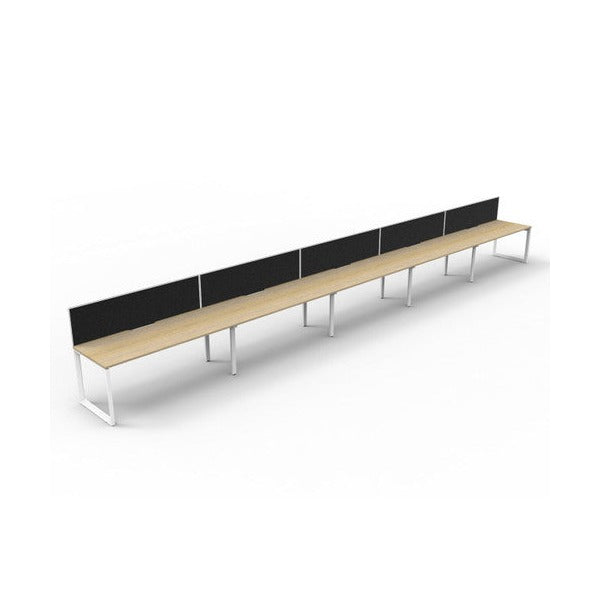Rapidline Deluxe Infinity Single Sided 5 Person Workstation Loop Leg 1500 x 750mm with Screen Natural Oak / White Satin