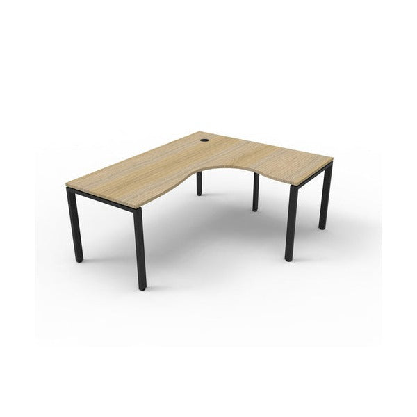 Rapidline Deluxe Infinity Corner Workstation 1800 x 1500 x 750mm Natural Oak / Black Satin