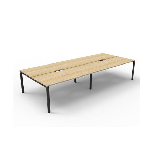 Rapidline Deluxe Infinity Back to Back 4 Person Workstation Profile Leg 1200 x 750mm Natural Oak / Black Satin